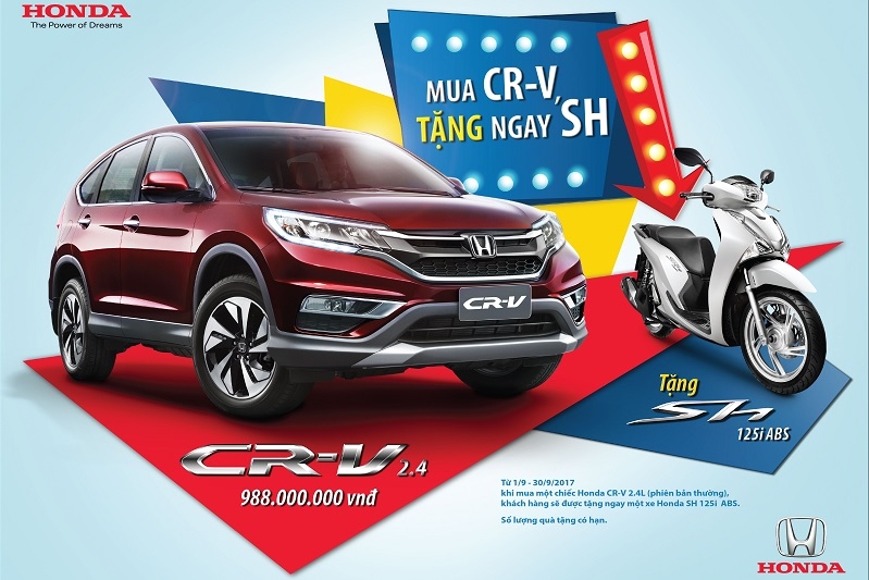 mua honda cr v duoc tang xe tay ga sh