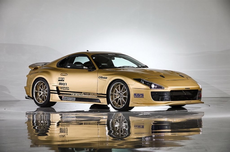 toyota supra mau gold so huu dong co v12 doc nhat
