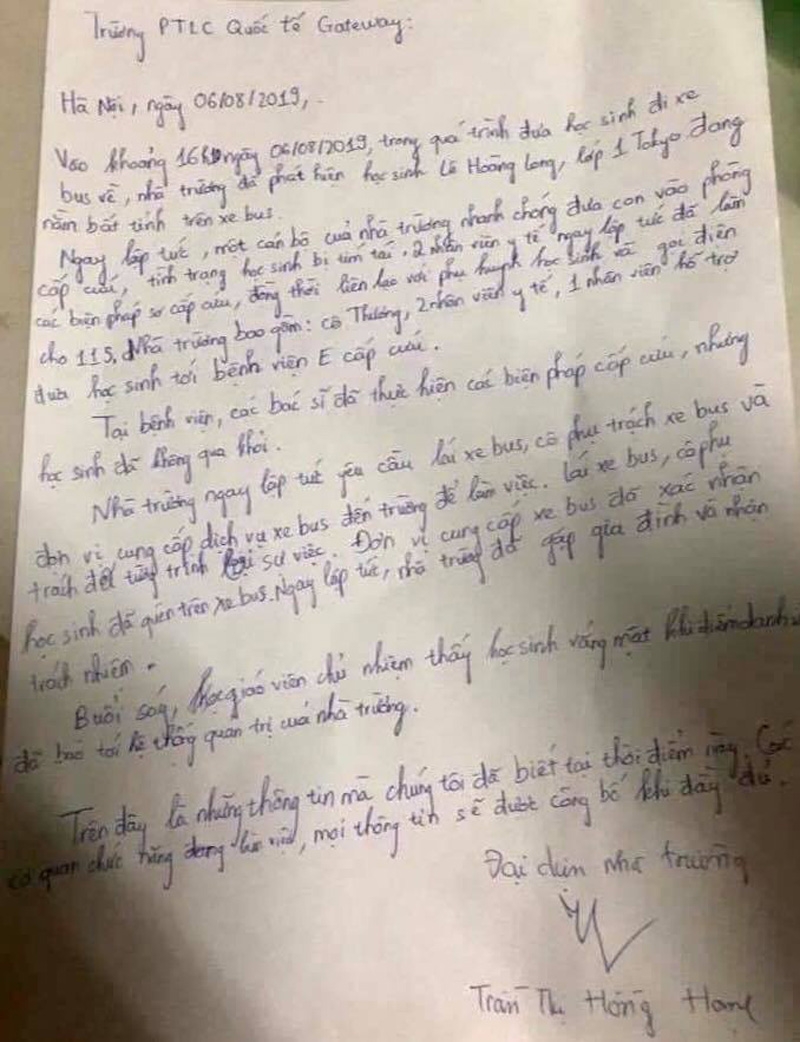 dau xot vu viec be trai tu vong khi bi bo quen tren xe dua don