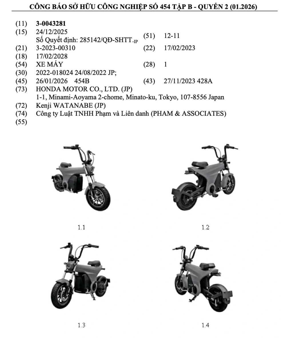 Thêm xe điện của Honda được đăng ký bảo hộ kiểu dáng tại Việt Nam Thêm xe điện của Honda được đăng ký bảo hộ kiểu dáng tại Việt Nam