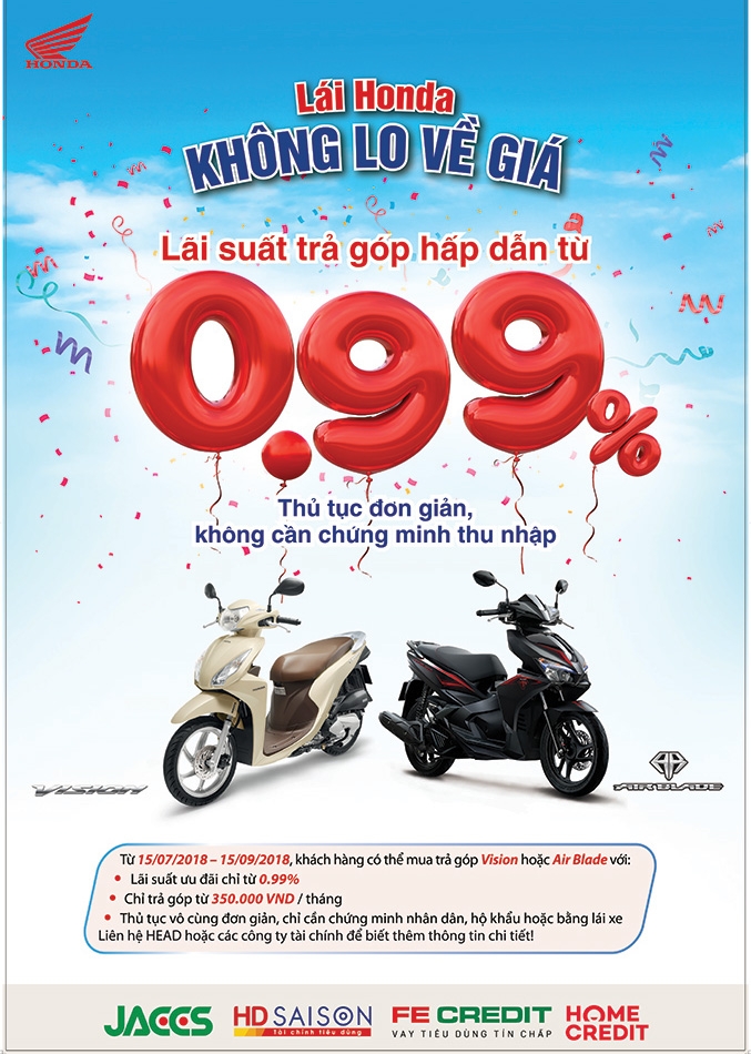 honda viet nam ram ro khuyen mai cho 4 mau xe ban chay