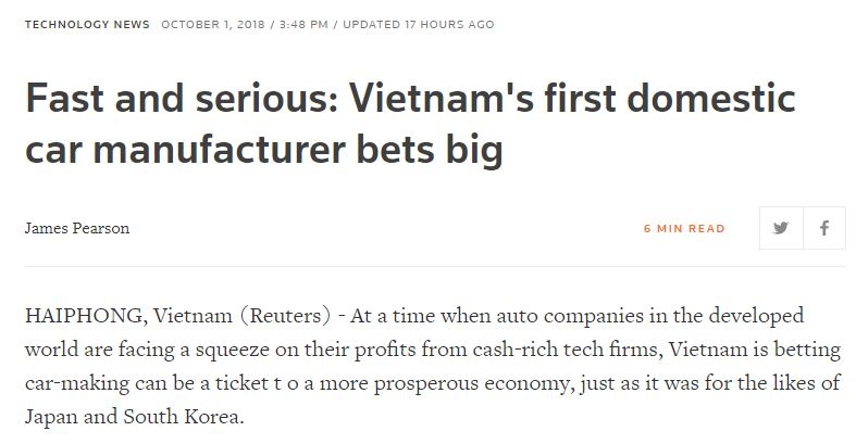 Reuters: Lợi thế của VinFast là tự hào dân tộc Reuters: Lợi thế của VinFast là tự hào dân tộc