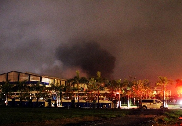 chay lon tai nha may thaco bus quang nam la do chap dien