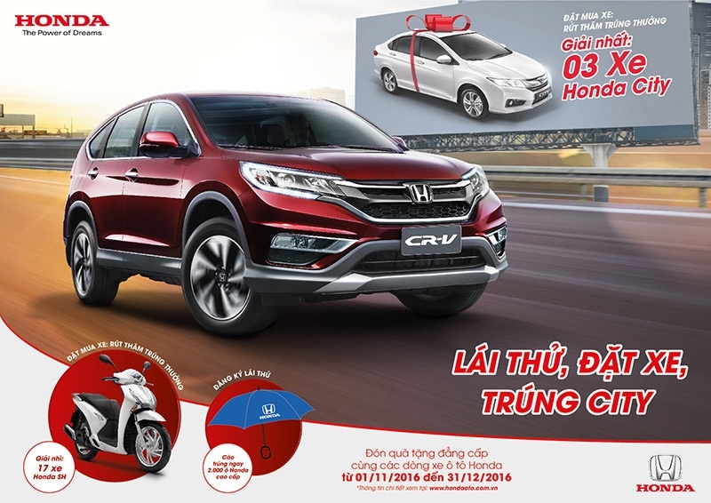 Tháng 12: Lái thử ô tô trúng Honda City và Honda SH co hoi lai thu o to trung honda city va honda sh