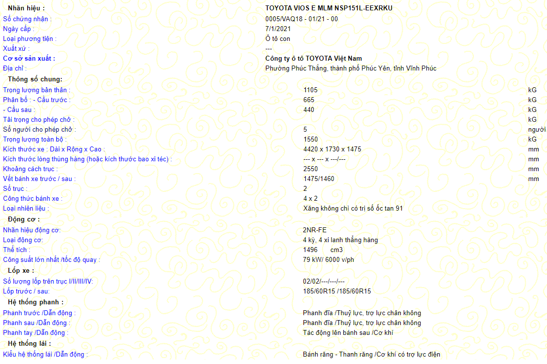 Lộ thông số Toyota Vios 2021 sắp ra mắt tại Việt Nam