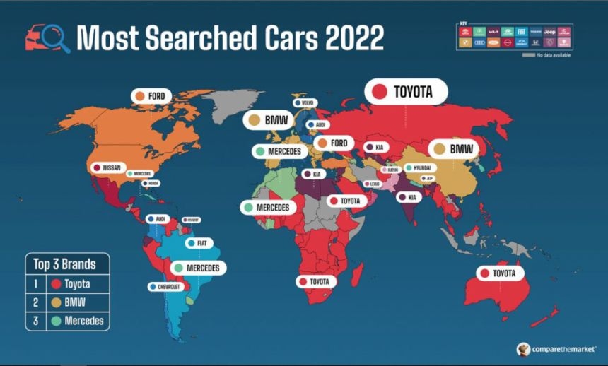 Toyota là thương hiệu ô tô được tìm kiếm nhiều nhất năm 2022
