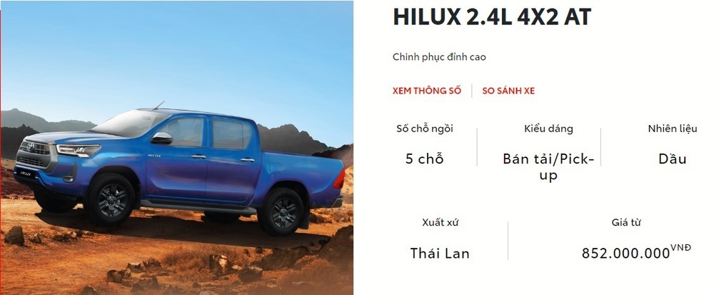 Toyota Hilux 2023 tại Việt Nam