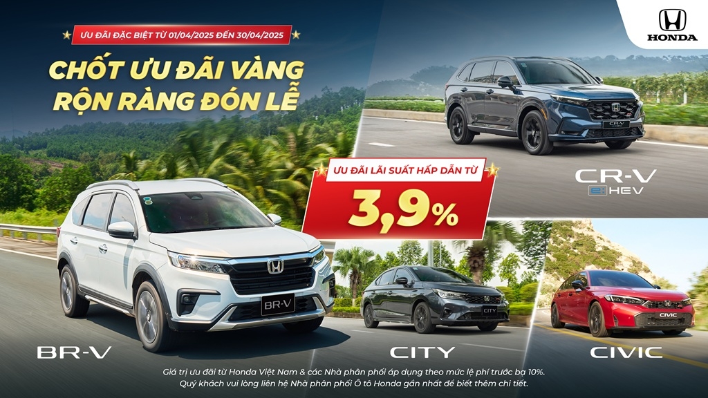 Loạt mẫu xe ô tô Honda tiếp tục giảm giá, khuyến mại trong tháng 4/2025