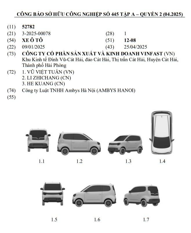 VinFast Minio Green được đăng ký bản quyền kiểu dáng
