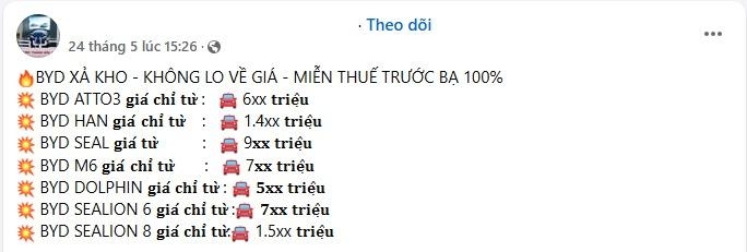 Loạt xe BYD giảm giá mạnh tại Việt Nam, có mẫu 'sale-off' gần 200 triệu Loạt xe BYD giảm giá mạnh tại Việt Nam, cao nhất hơn 200 triệu đồng