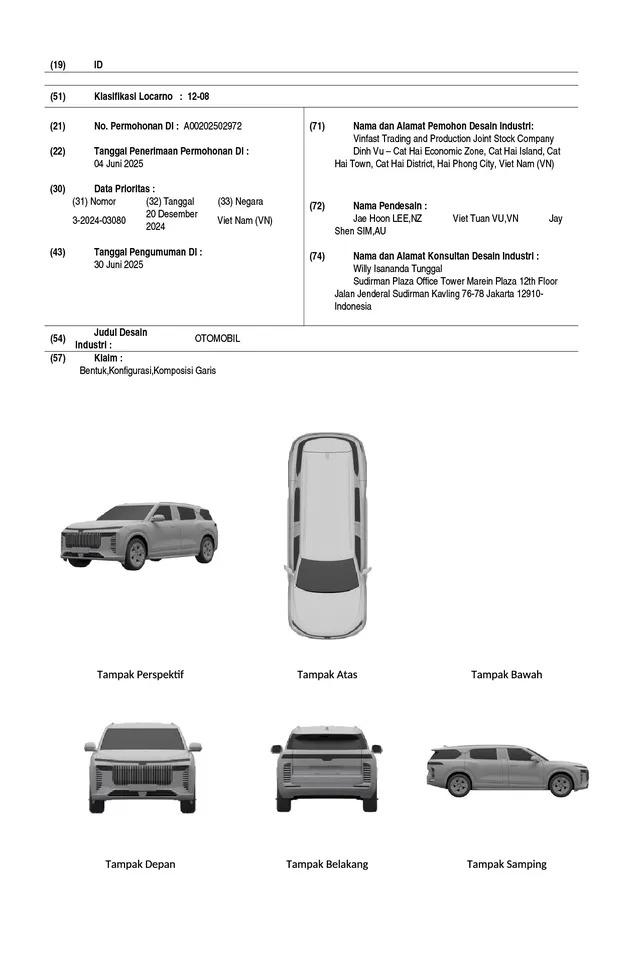 VinFast đăng ký SUV điện mới tại Indonesia VinFast đăng ký SUV điện mới tại Indonesia