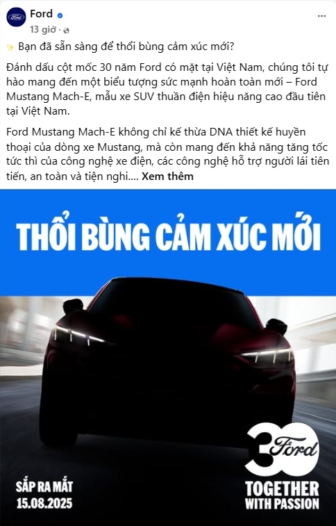Ford Mustang Mach-E chốt ngày ra mắt tại Việt Nam Ford Mustang Mach-E chốt ngày ra mắt tại Việt Nam