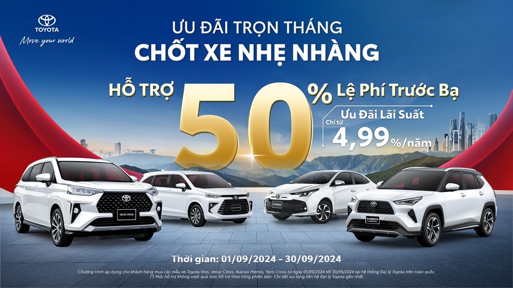 Nhận ưu đãi 'khủng' khi mua ô tô Toyota trong tháng 9