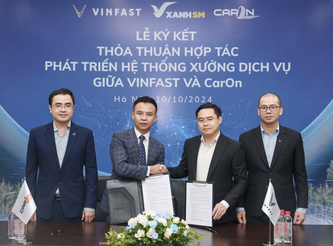 VinFast hợp tác với CarOn mở chuỗi xưởng dịch vụ xe điện trên toàn quốc