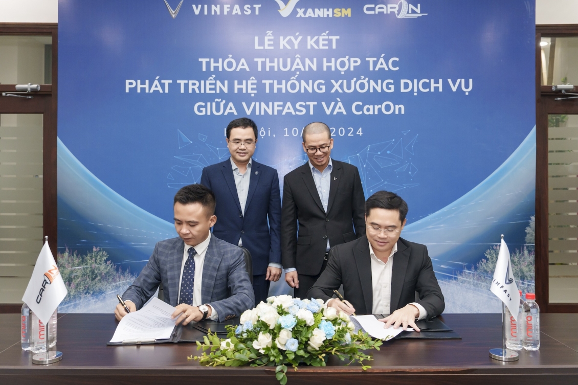 VinFast hợp tác với CarOn mở chuỗi xưởng dịch vụ xe điện trên toàn quốc