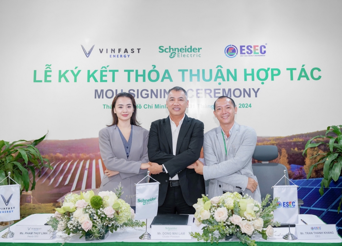 VinFast Energy, Schneider Electric & ESEC hợp tác thúc đẩy giải pháp pin lưu trữ, quản lý năng lượng