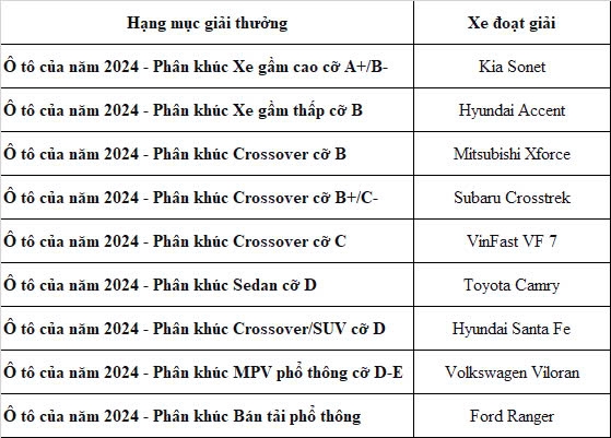 VinFast VF3 đạt giải Ô tô của năm 2024