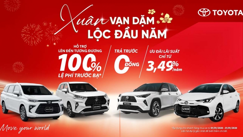 Toyota Việt Nam cùng hệ thống đại lý triển khai chương trình khuyến mại tháng 1/2026