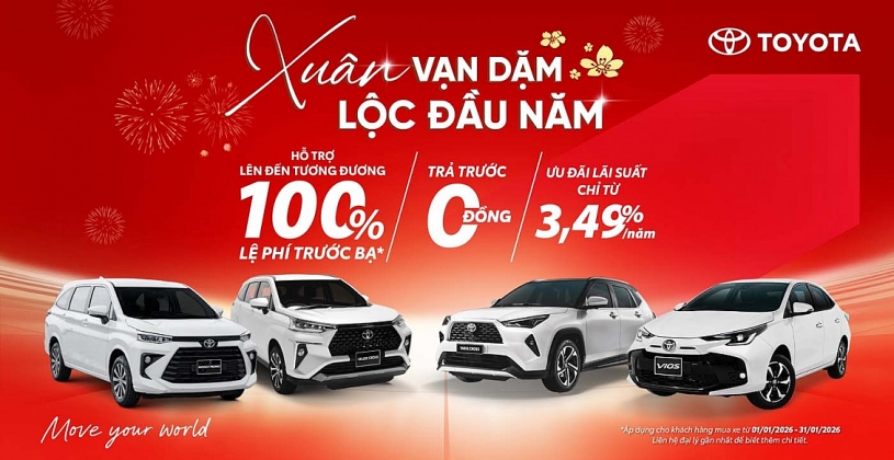 Toyota Việt Nam cùng hệ thống đại lý triển khai chương trình khuyến mại tháng 1/2026