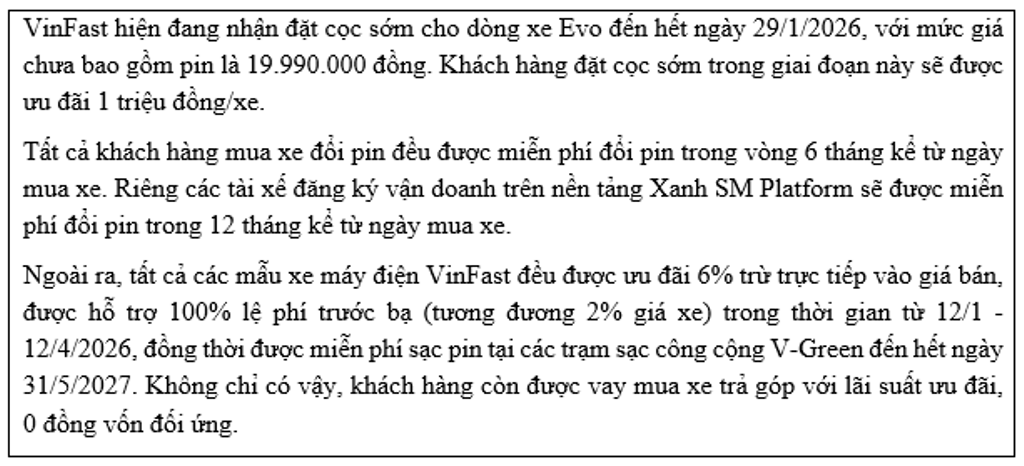 Giải bài toán chi phí vận hành, VinFast Evo khiến giới tài xế “đứng ngồi không yên” Giải bài toán chi phí vận hành, VinFast Evo khiến giới tài xế “đứng ngồi không yên”