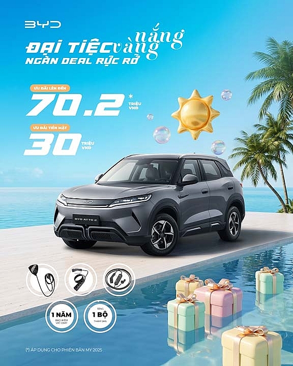 BYD Việt Nam tung ưu đãi lớn dịp hè 2026, hỗ trợ lệ phí trước bạ đến 100% cho nhiều dòng xe năng lượng mới