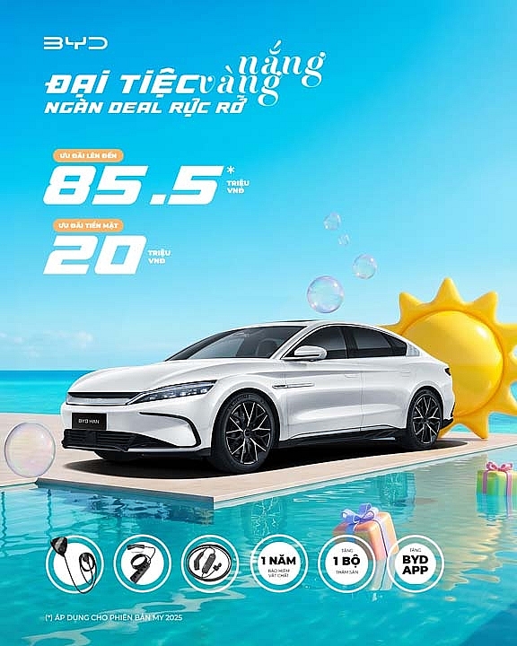 BYD Việt Nam tung ưu đãi lớn dịp hè 2026, hỗ trợ lệ phí trước bạ đến 100% cho nhiều dòng xe năng lượng mới
