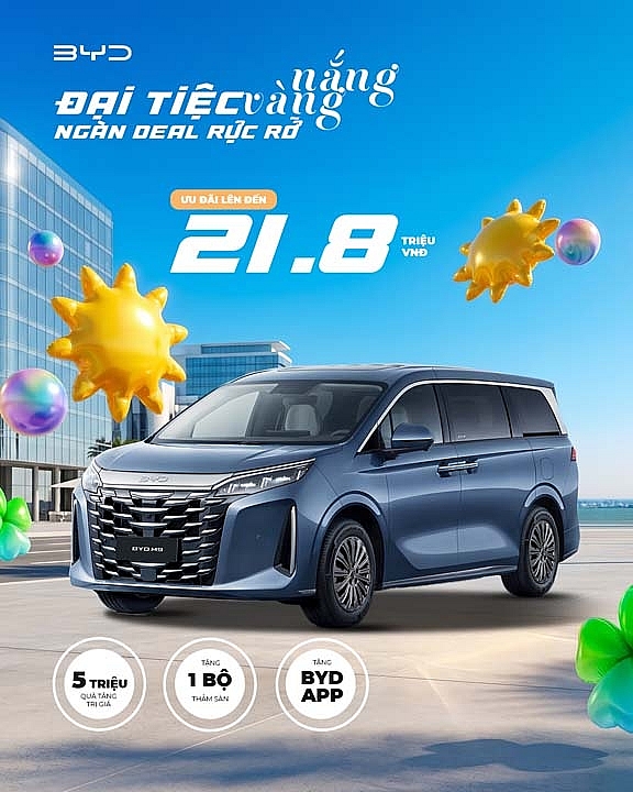 BYD Việt Nam tung ưu đãi lớn dịp hè 2026, hỗ trợ lệ phí trước bạ đến 100% cho nhiều dòng xe năng lượng mới