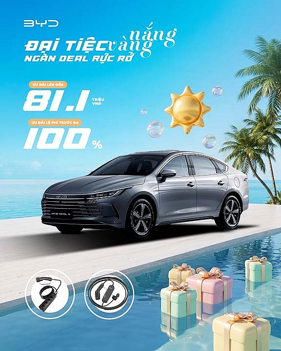 BYD Việt Nam tung ưu đãi lớn dịp hè 2026, hỗ trợ lệ phí trước bạ đến 100% cho nhiều dòng xe năng lượng mới