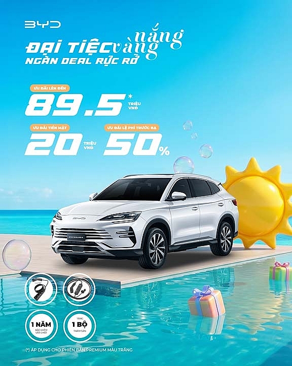 BYD Việt Nam tung ưu đãi lớn dịp hè 2026, hỗ trợ lệ phí trước bạ đến 100% cho nhiều dòng xe năng lượng mới