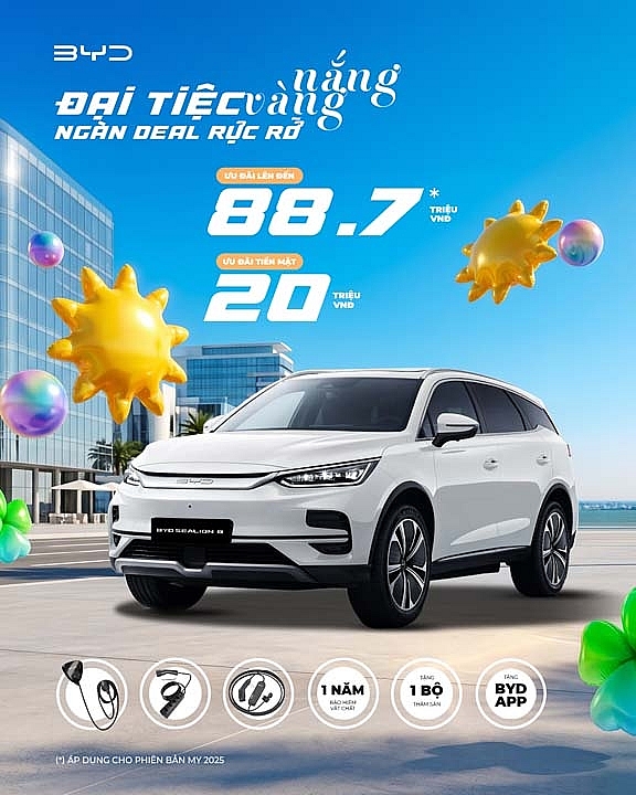 BYD Việt Nam tung ưu đãi lớn dịp hè 2026, hỗ trợ lệ phí trước bạ đến 100% cho nhiều dòng xe năng lượng mới