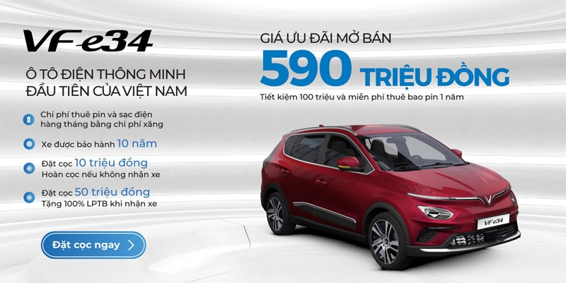 VinFast VF e34 bất ngờ được giảm 2 lần phí trước bạ