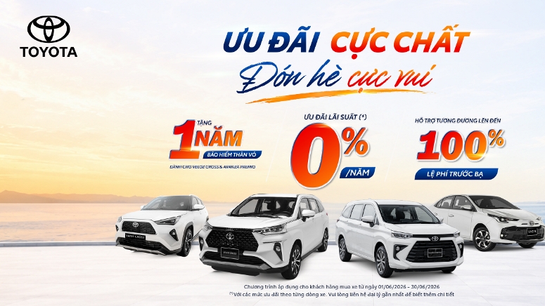 Toyota bán gần 6.000 xe trong tháng 5, tung loạt ưu đãi mạnh cho khách hàng mua xe tháng 6