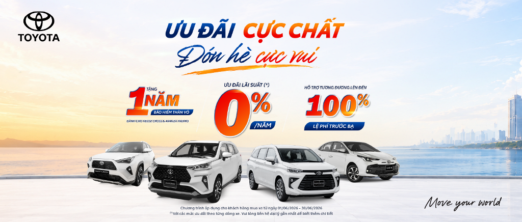 Toyota bán gần 6.000 xe trong tháng 5, tung loạt ưu đãi mạnh cho khách hàng mua xe tháng 6 Toyota bán gần 6.000 xe trong tháng 5, tung loạt ưu đãi mạnh cho khách hàng mua xe tháng 6