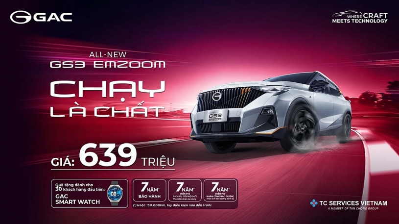 GAC Việt Nam chính thức ra mắt All-New GS3 Emzoom, giá 639 triệu đồng.