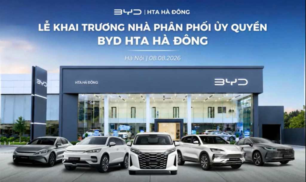 BYD tăng tốc phủ sóng Hà Nội, khai trương showroom HTA Hà Đông