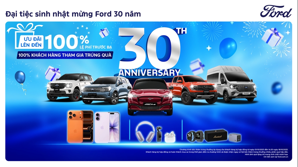 Ford Việt Nam ưu đãi lớn nhân dịp kỷ niệm 30 năm