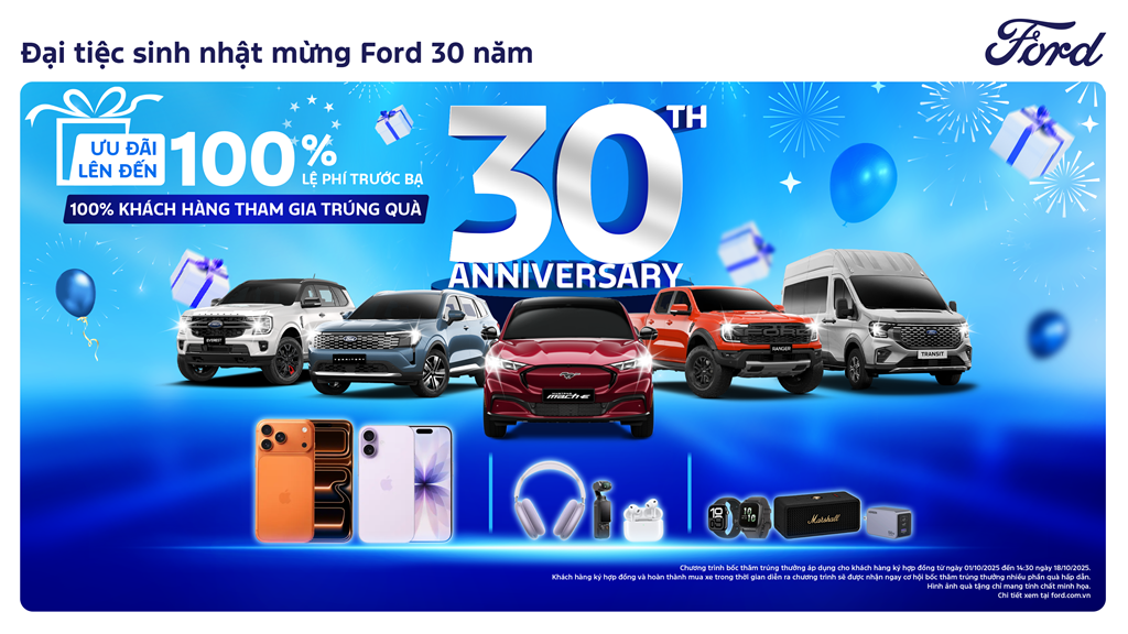 Ford Việt Nam ưu đãi lớn nhân dịp kỷ niệm 30 năm