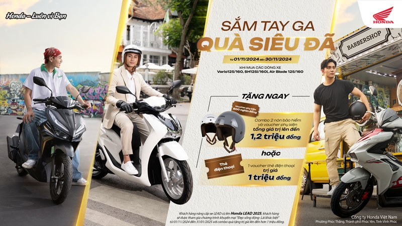 Honda Việt Nam tặng mũ bảo hiểm, voucher cho khách mua xe tay ga