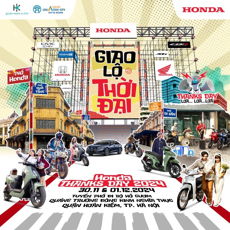 Honda tổ chức ngày hội Honda Thanks Day 2024 tại phố đi bộ Hoàn Kiếm