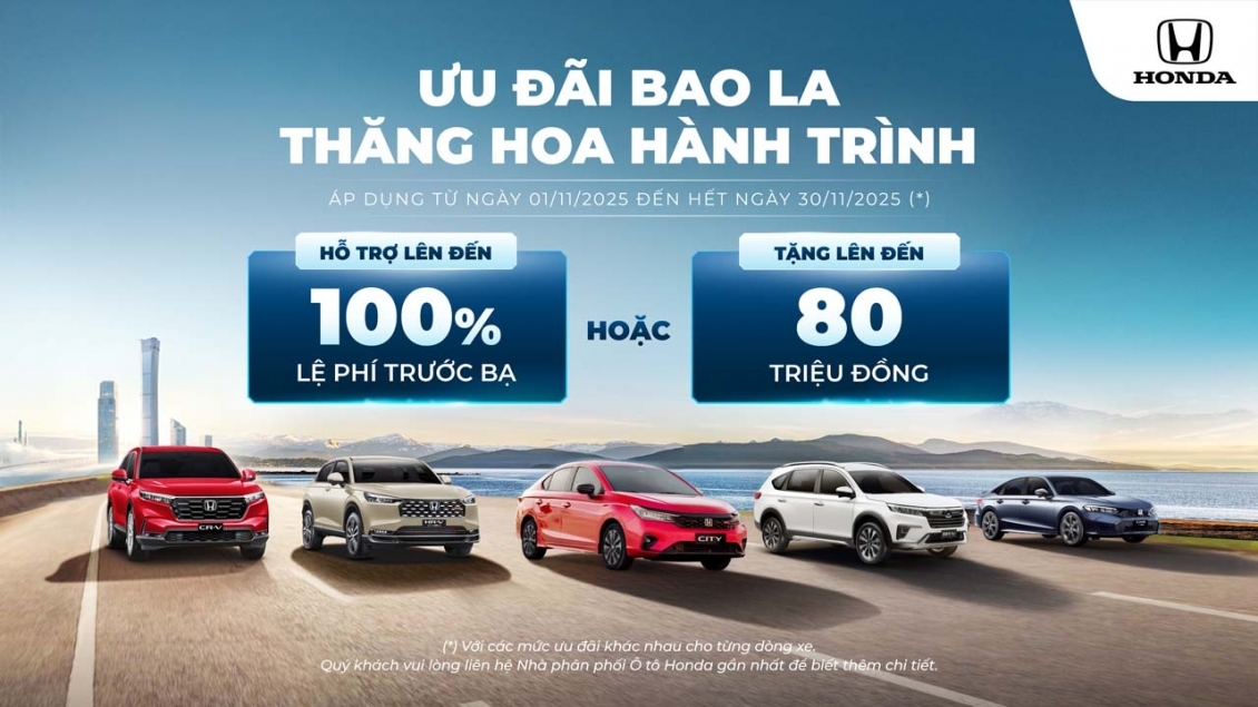 Honda Việt Nam tung ưu đãi lớn cho toàn bộ dải sản phẩm trong tháng 11/2025