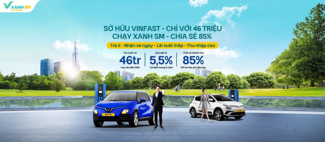 Sở hữu xe VinFast với vốn 46 triệu, chạy Xanh SM nhận chia sẻ doanh số lên tới 85%