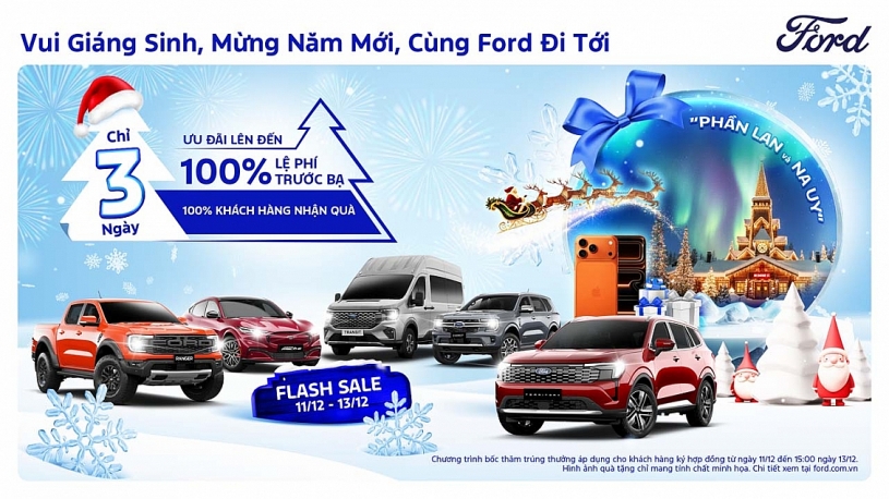 Ford Việt Nam tung ưu đãi cuối năm “khủng”, hỗ trợ 100% lệ phí trước bạ và tặng chuyến du lịch Bắc Âu Ford Việt Nam tung ưu đãi cuối năm “khủng”, hỗ trợ 100% lệ phí trước bạ và tặng chuyến du lịch Bắc Âu